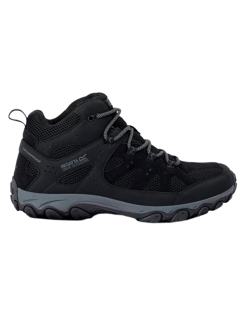 Black Granite Coloured Regatta Mens Edgepoint IV Mid Walking Boots on white background 