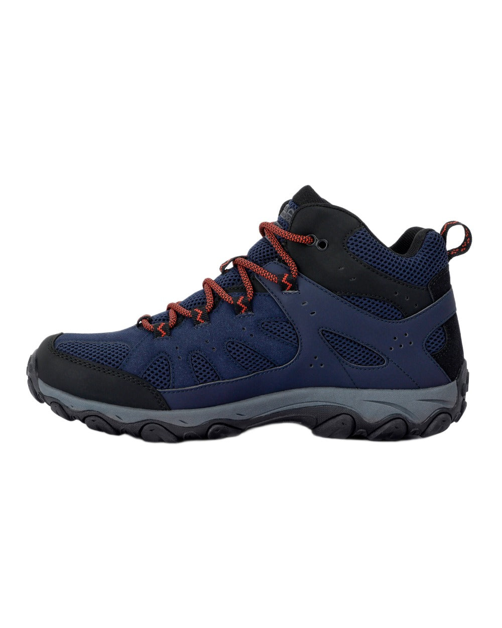 Navy Potters Clay Coloured Regatta Mens Edgepoint IV Mid Walking Boots on white background 