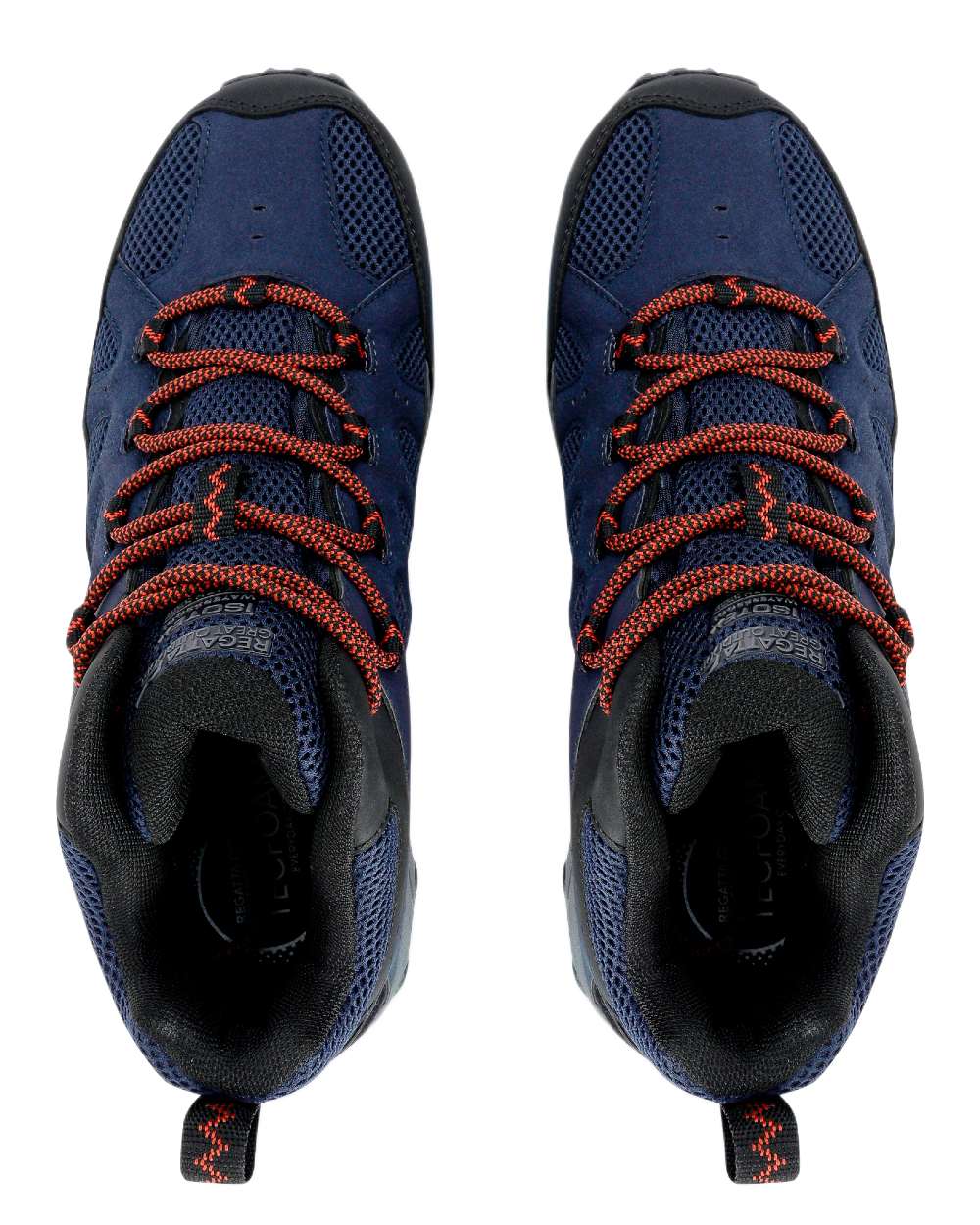 Navy Potters Clay Coloured Regatta Mens Edgepoint IV Mid Walking Boots on white background 