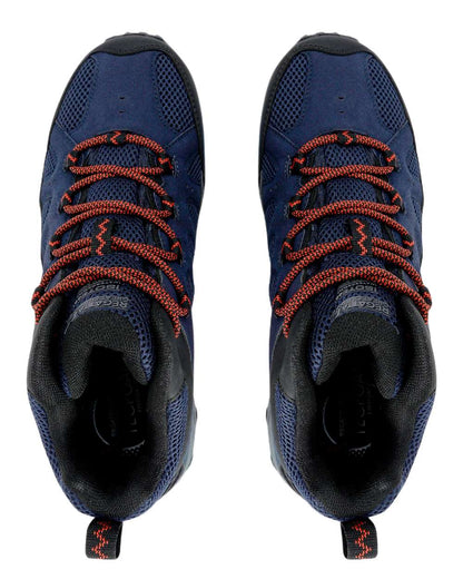 Navy Potters Clay Coloured Regatta Mens Edgepoint IV Mid Walking Boots on white background 