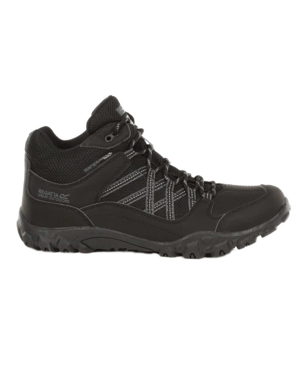 Black Granite Coloured Regatta Mens Edgepoint Waterproof Mid Walking Boots on white background 