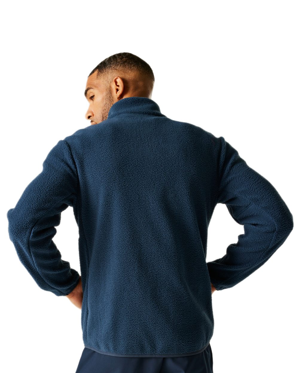 Moon Light Denim Coloured Regatta Mens Elnut Full Zip Fleece Jacket on white background 