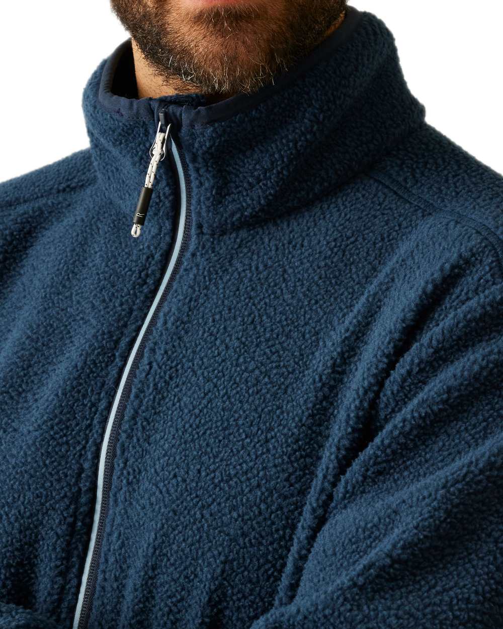 Moon Light Denim Coloured Regatta Mens Elnut Full Zip Fleece Jacket on white background 