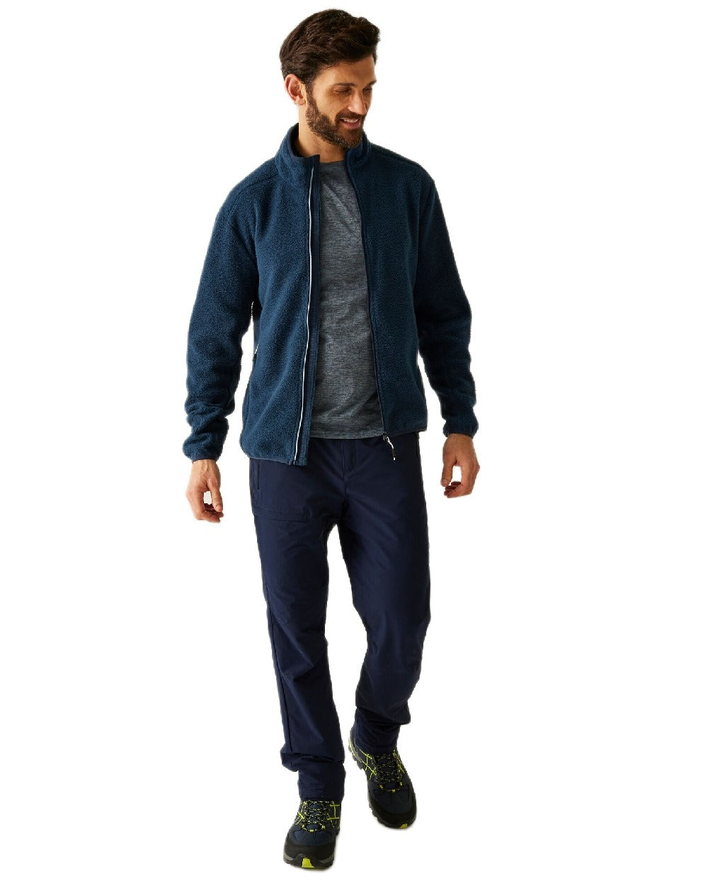 Moon Light Denim Coloured Regatta Mens Elnut Full Zip Fleece Jacket on white background 