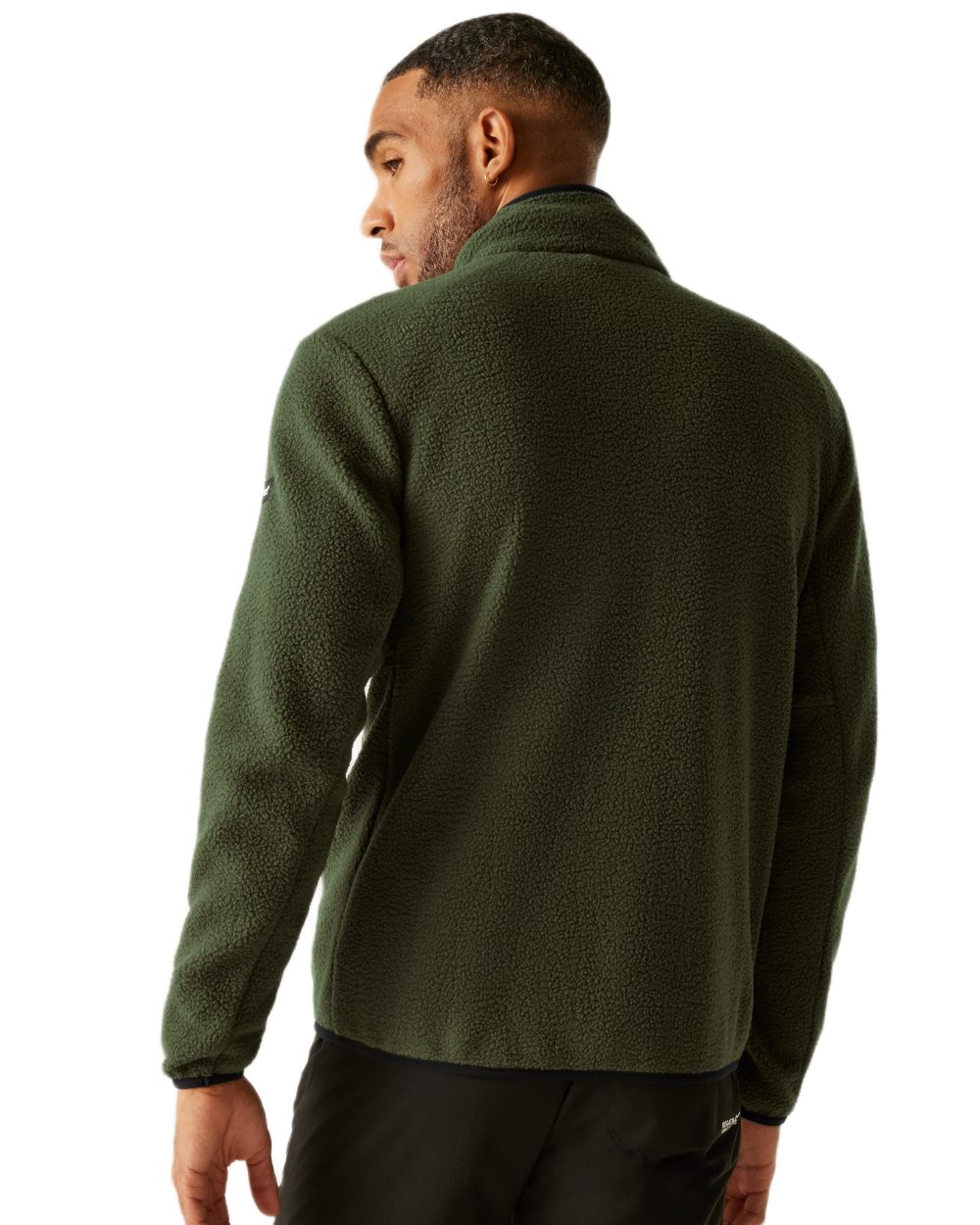 Olive Night Coloured Regatta Mens Elnut Full Zip Fleece Jacket on white background 