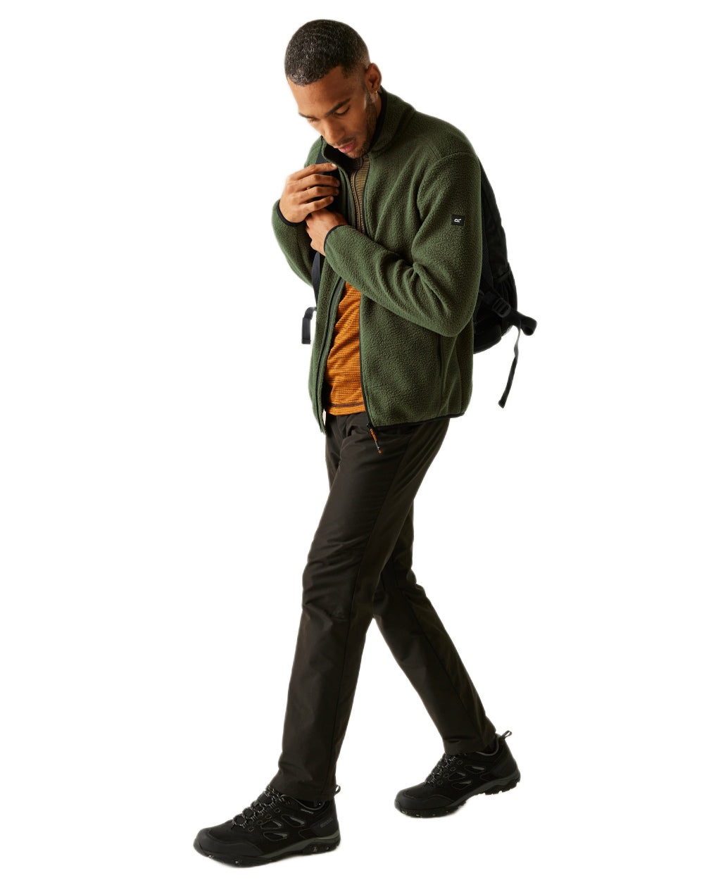 Olive Night Coloured Regatta Mens Elnut Full Zip Fleece Jacket on white background 