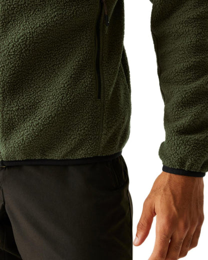 Olive Night Coloured Regatta Mens Elnut Full Zip Fleece Jacket on white background 