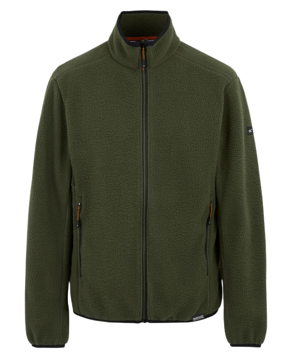 Olive Night Coloured Regatta Mens Elnut Full Zip Fleece Jacket on white background 
