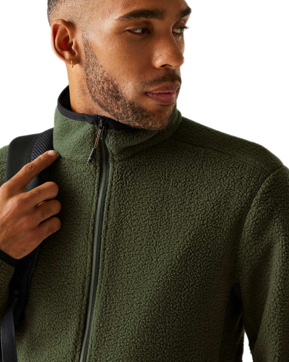 Olive Night Coloured Regatta Mens Elnut Full Zip Fleece Jacket on white background 