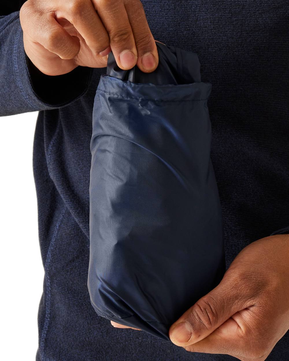 Navy Coloured Regatta Mens Fedrik Waterproof Poncho on white background 