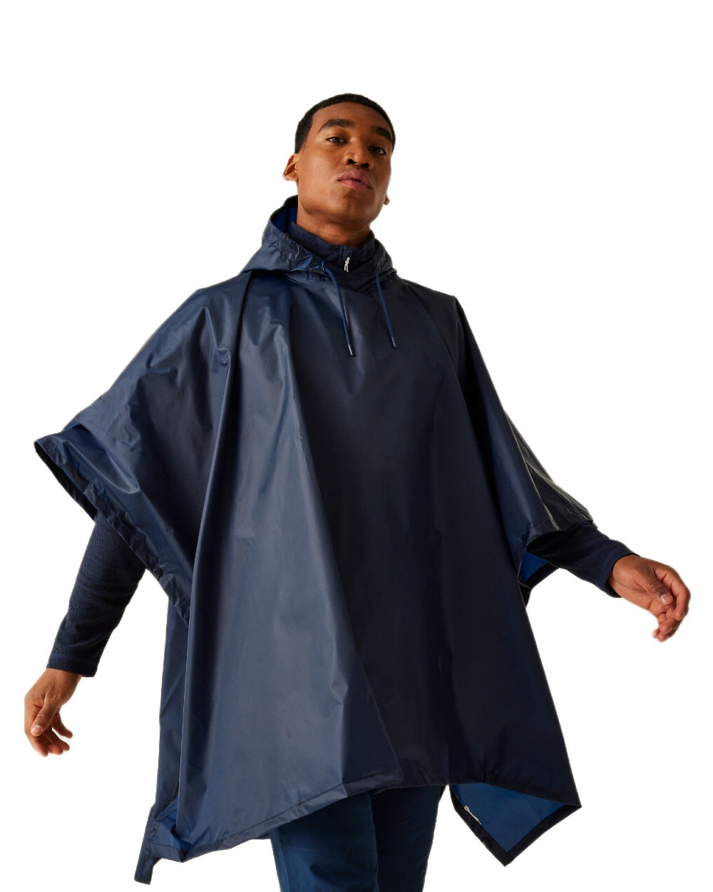 Navy Coloured Regatta Mens Fedrik Waterproof Poncho on white background 
