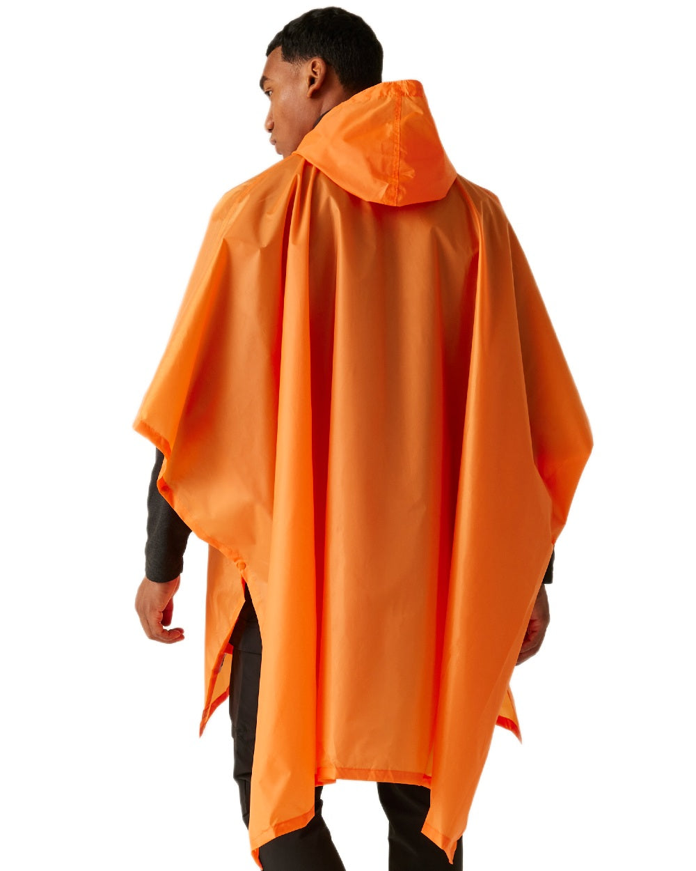 Persimmon Coloured Regatta Mens Fedrik Waterproof Poncho on white background 