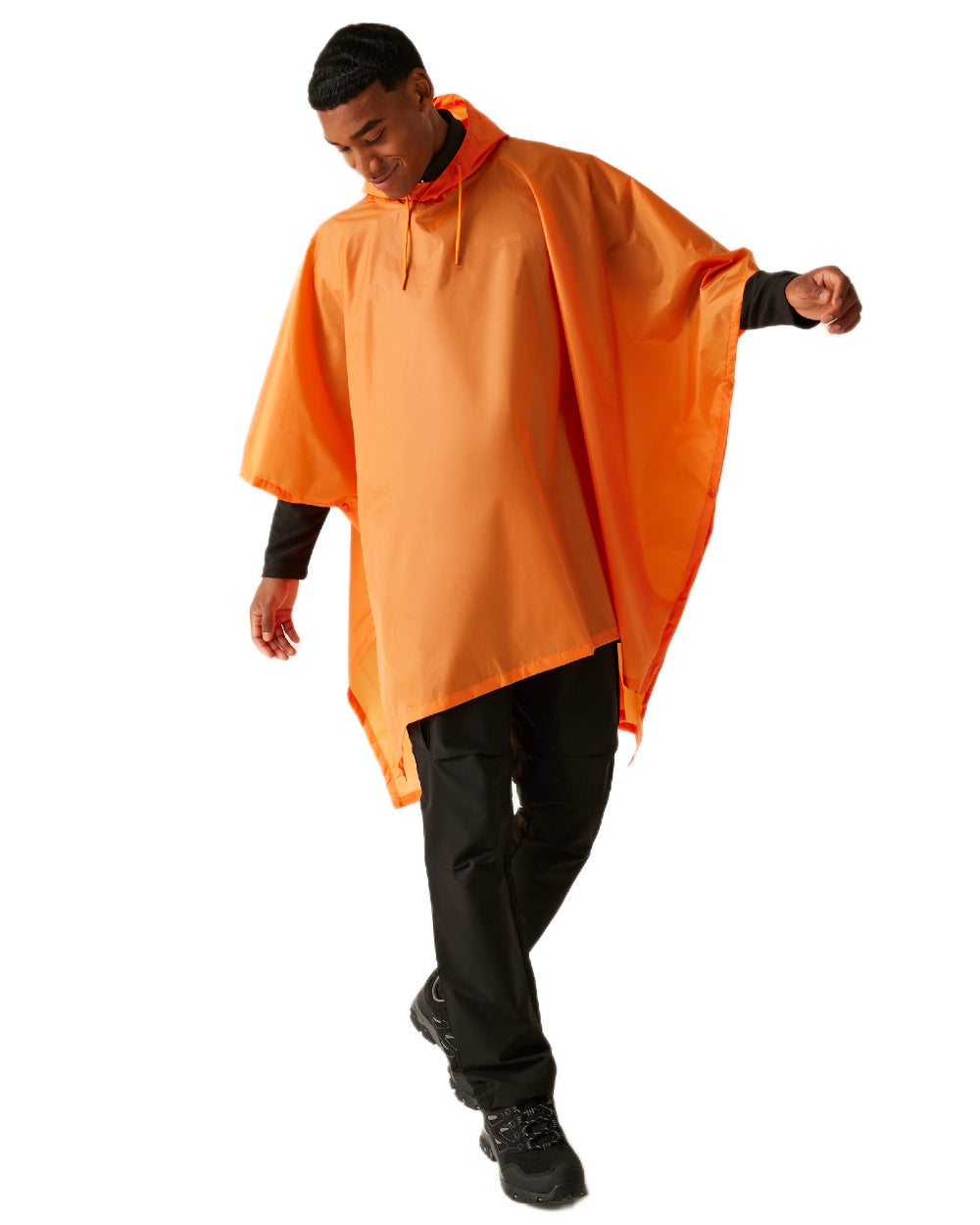 Persimmon Coloured Regatta Mens Fedrik Waterproof Poncho on white background 