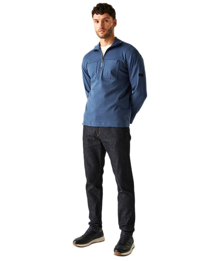 Dark Denim Coloured Regatta Mens Ferdo Fleece Jacket on white background 