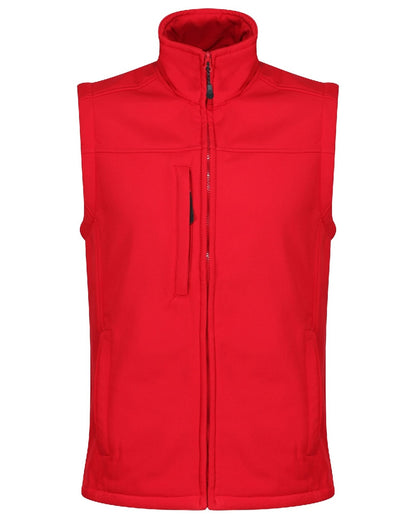 Classic Red coloured Regatta Mens Flux Softshell Bodywarmer on white background 