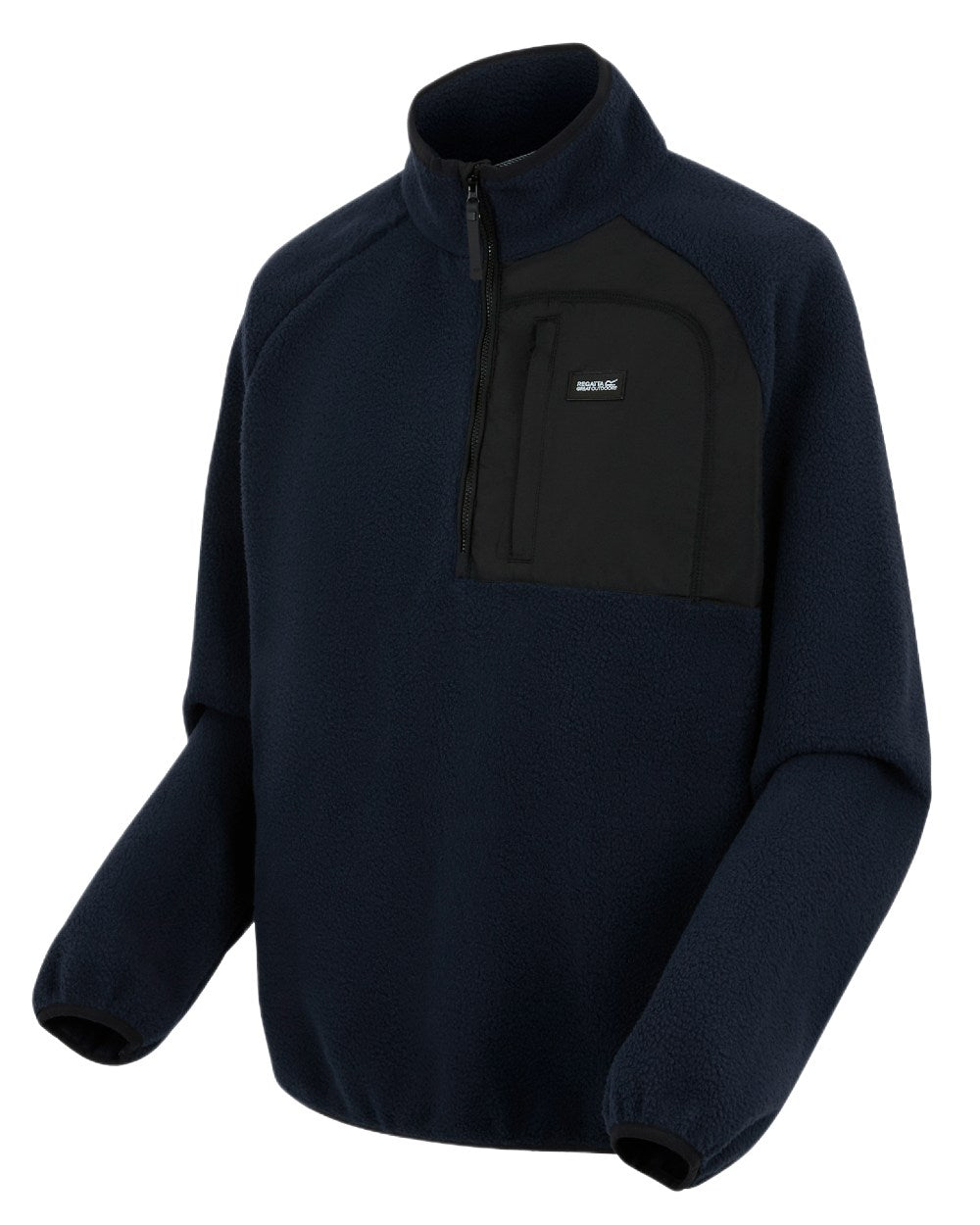 Navy Coloured Regatta Mens Frankie Borg Half Zip Fleece Jacket on white background 