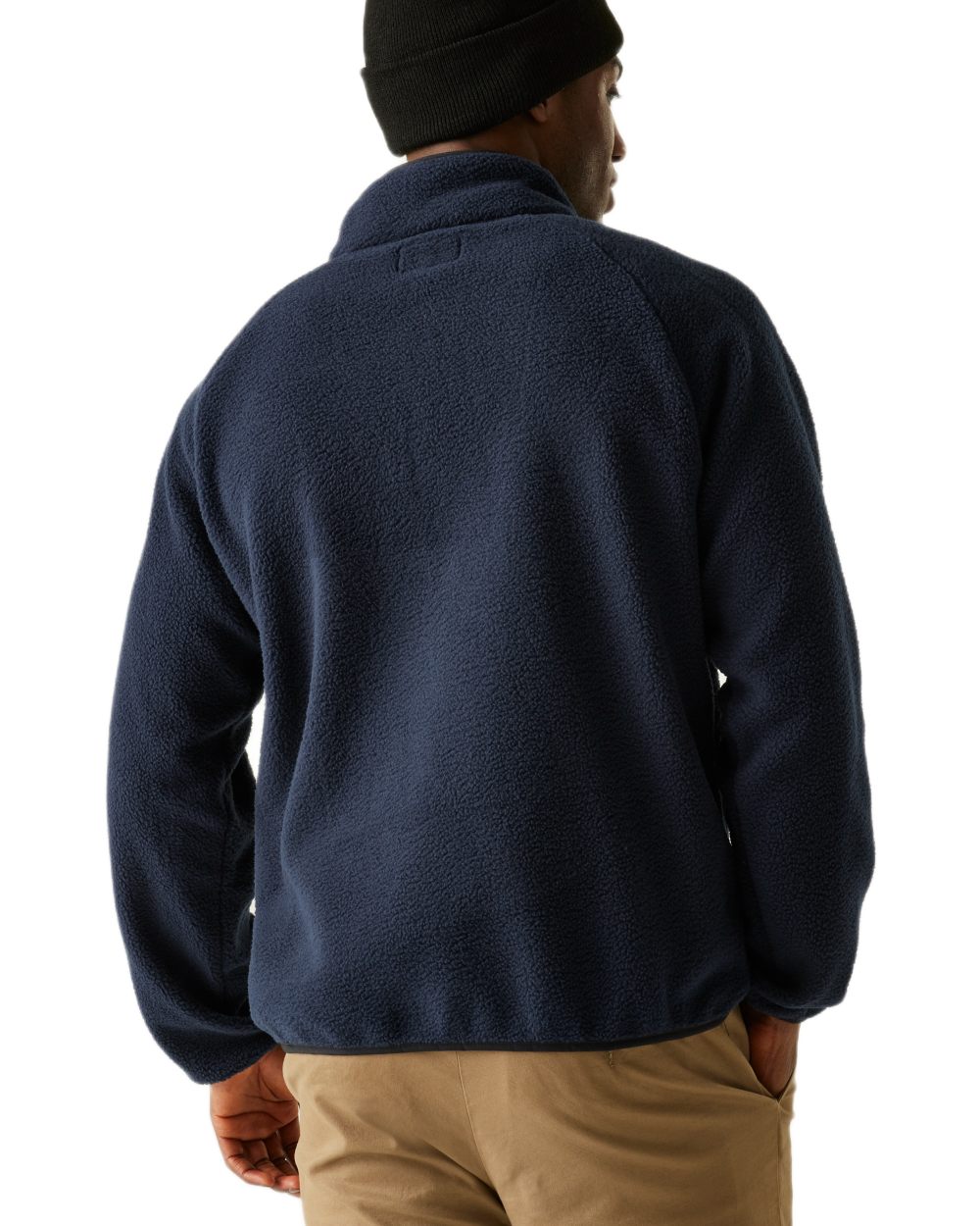 Navy Coloured Regatta Mens Frankie Borg Half Zip Fleece Jacket on white background 
