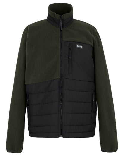 Black Dark Khaki Coloured Regatta Mens Frankie Borg Hybrid Full Zip Fleece Jacket on white background 