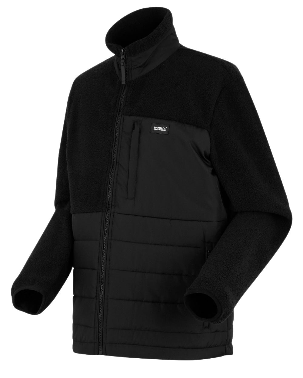 Black Coloured Regatta Mens Frankie Borg Hybrid Full Zip Fleece Jacket on white background 