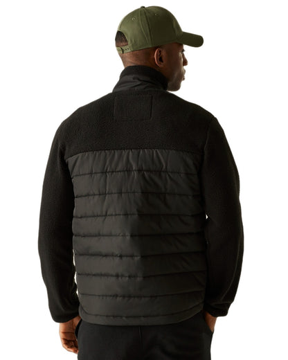 Black Coloured Regatta Mens Frankie Borg Hybrid Full Zip Fleece Jacket on white background 