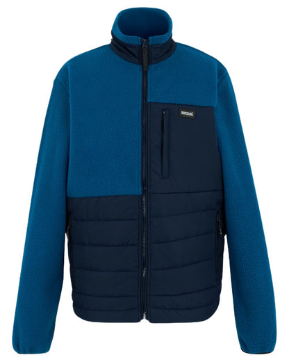 Navy Blue Coloured Regatta Mens Frankie Borg Hybrid Full Zip Fleece Jacket on white background 