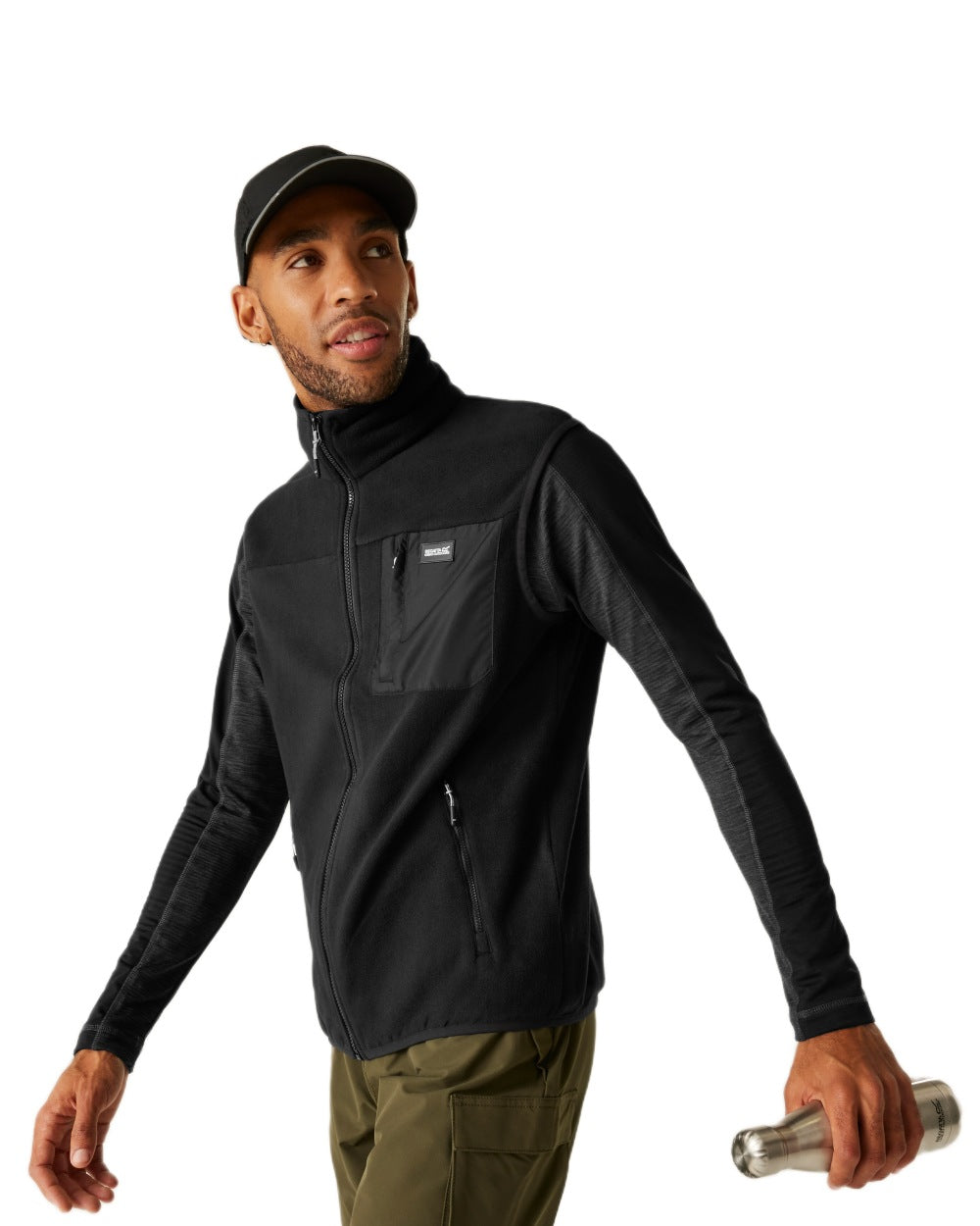 Black Coloured Regatta Mens Frankie Fleece Gilet on white background 