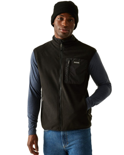 Black Coloured Regatta Mens Frankie Fleece Gilet on white background 