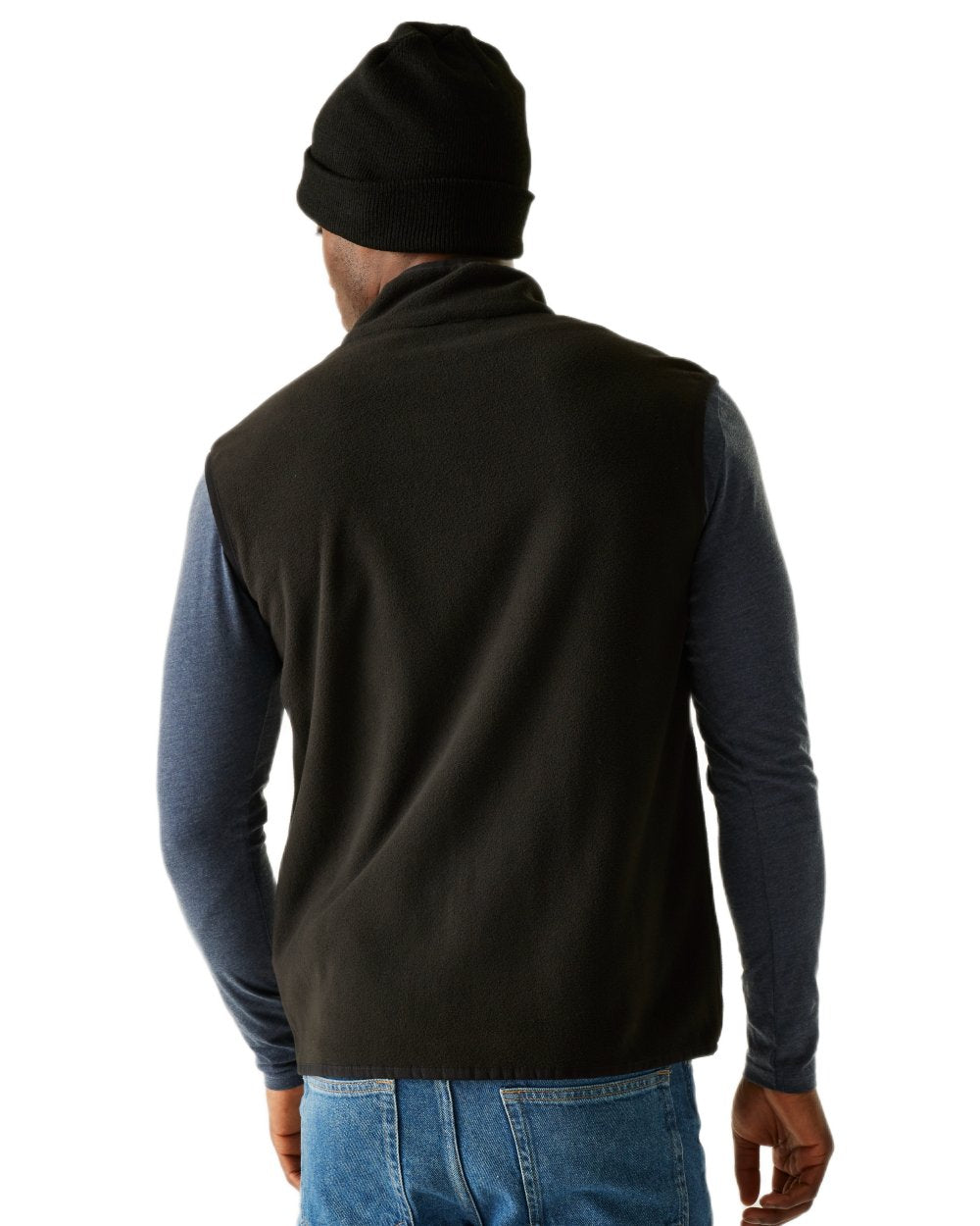 Black Coloured Regatta Mens Frankie Fleece Gilet on white background 
