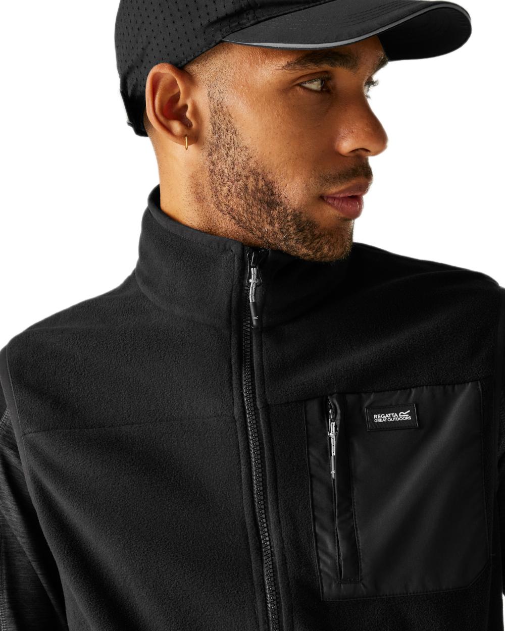 Black Coloured Regatta Mens Frankie Fleece Gilet on white background 