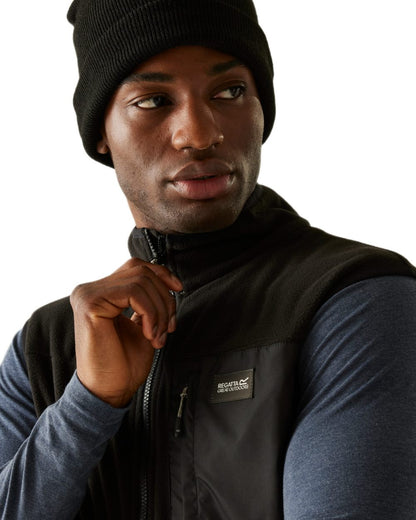 Black Coloured Regatta Mens Frankie Fleece Gilet on white background 