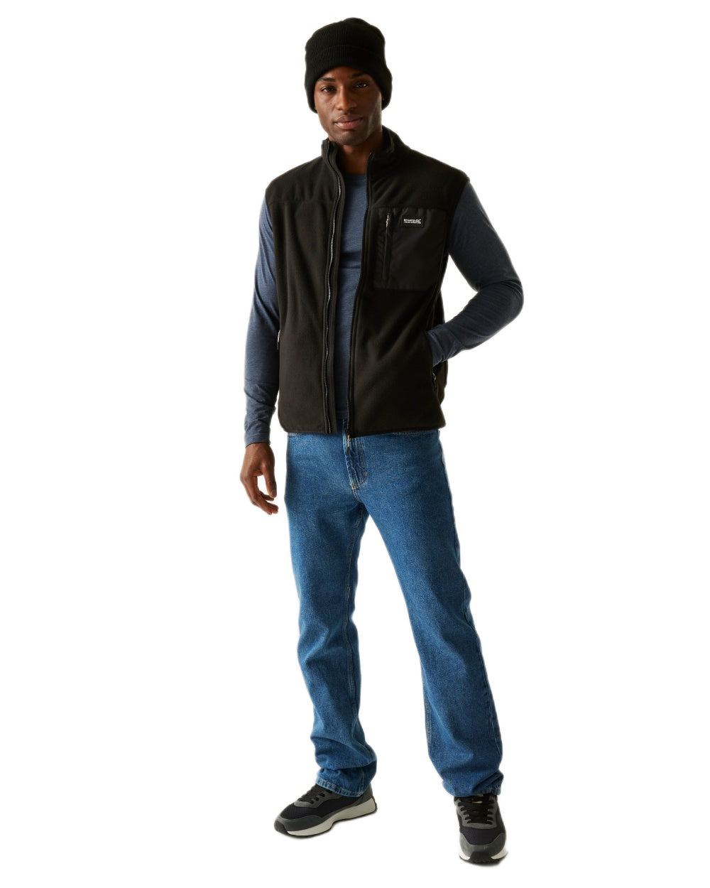 Black Coloured Regatta Mens Frankie Fleece Gilet on white background 