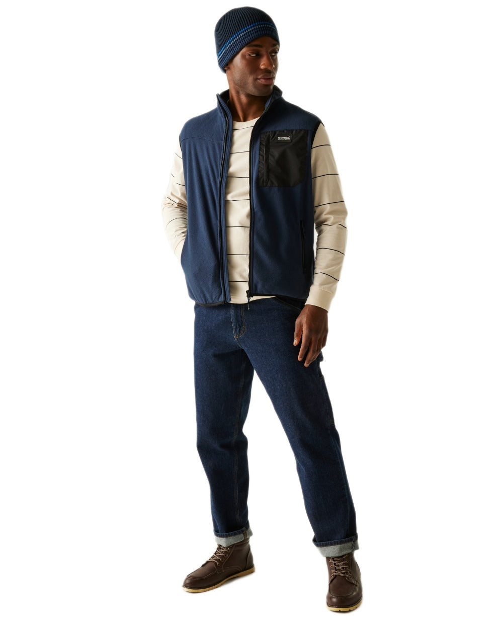 Navy Coloured Regatta Mens Frankie Fleece Gilet on white background 