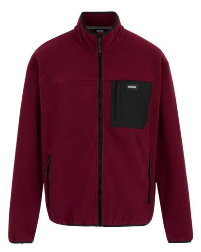 Dark Maroon Coloured Regatta Mens Frankie Full Zip Fleece Jacket on white background 