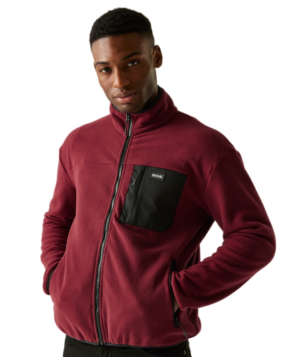 Dark Maroon Coloured Regatta Mens Frankie Full Zip Fleece Jacket on white background 