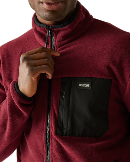 Dark Maroon Coloured Regatta Mens Frankie Full Zip Fleece Jacket on white background 
