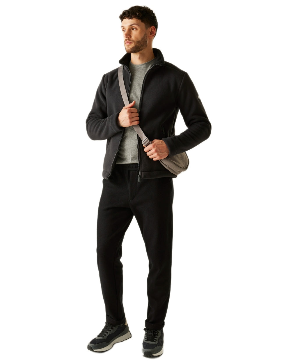 Ash Black Coloured Regatta Mens Garrian II Full Zip Fleece Jacket on white background 