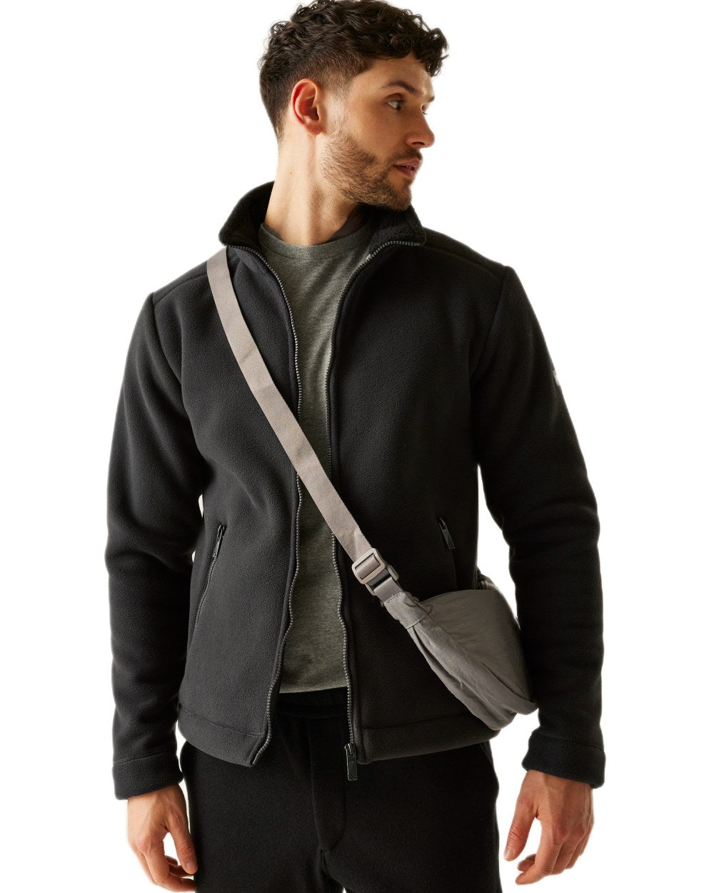 Ash Black Coloured Regatta Mens Garrian II Full Zip Fleece Jacket on white background 