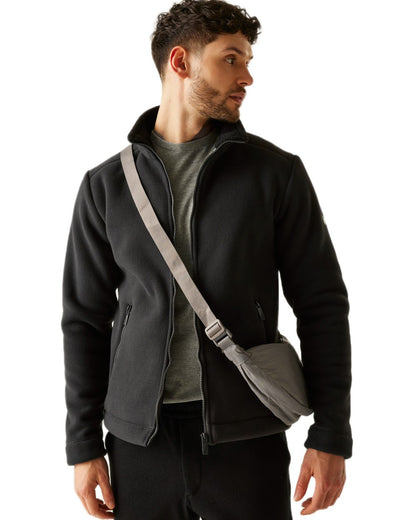 Ash Black Coloured Regatta Mens Garrian II Full Zip Fleece Jacket on white background 