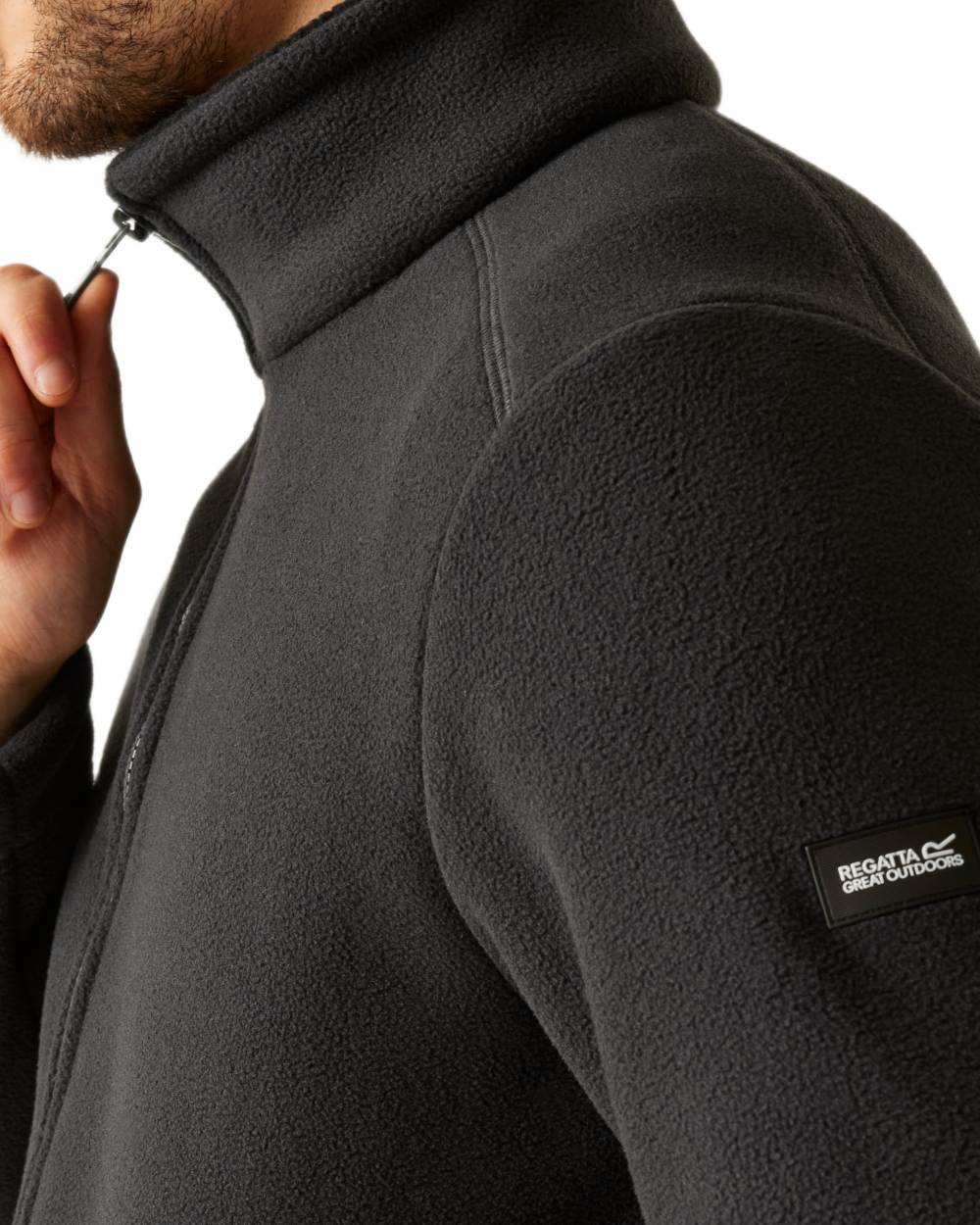 Ash Black Coloured Regatta Mens Garrian II Full Zip Fleece Jacket on white background 