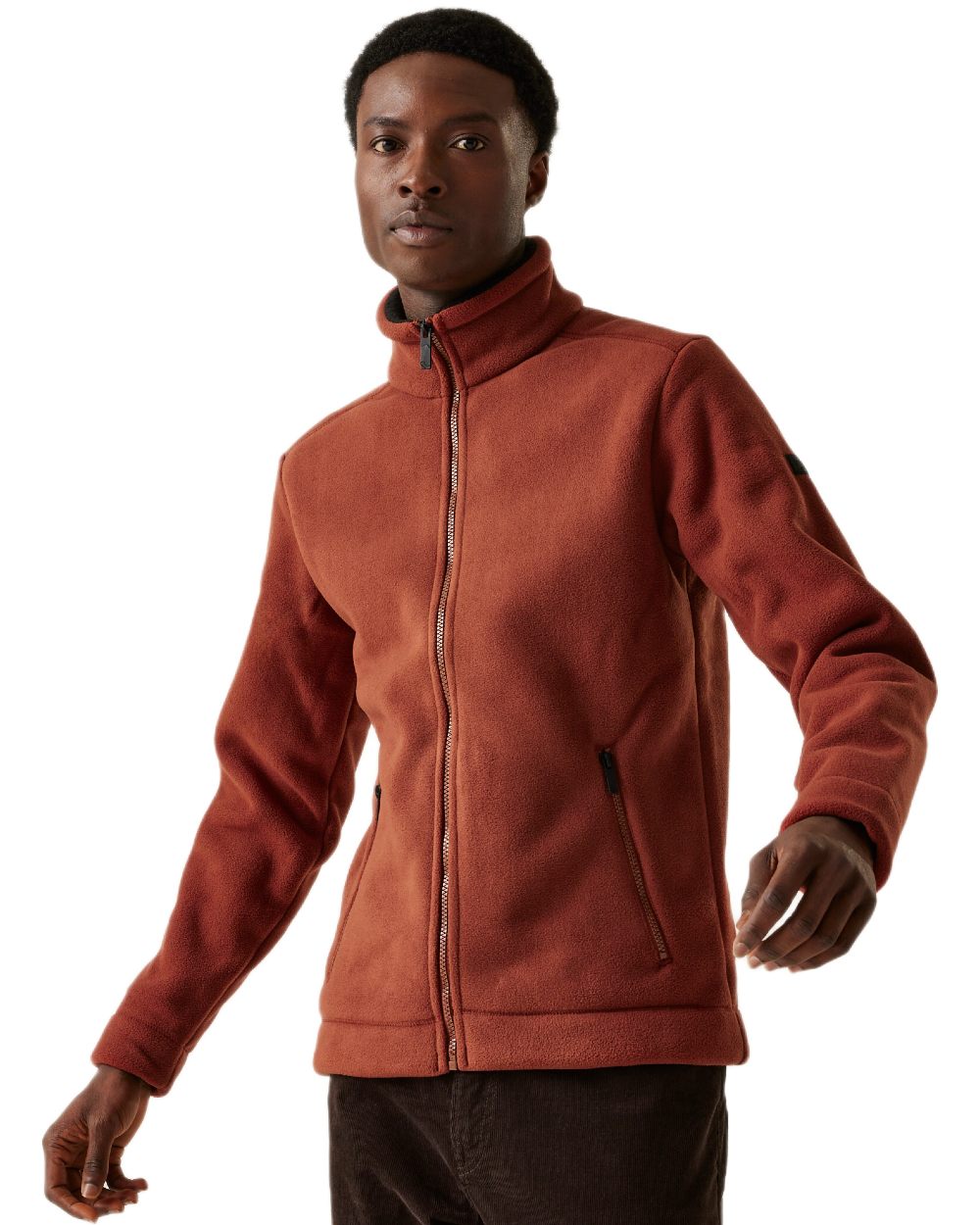 Burnt Henna Black Coloured Regatta Mens Garrian II Full Zip Fleece Jacket on white background 