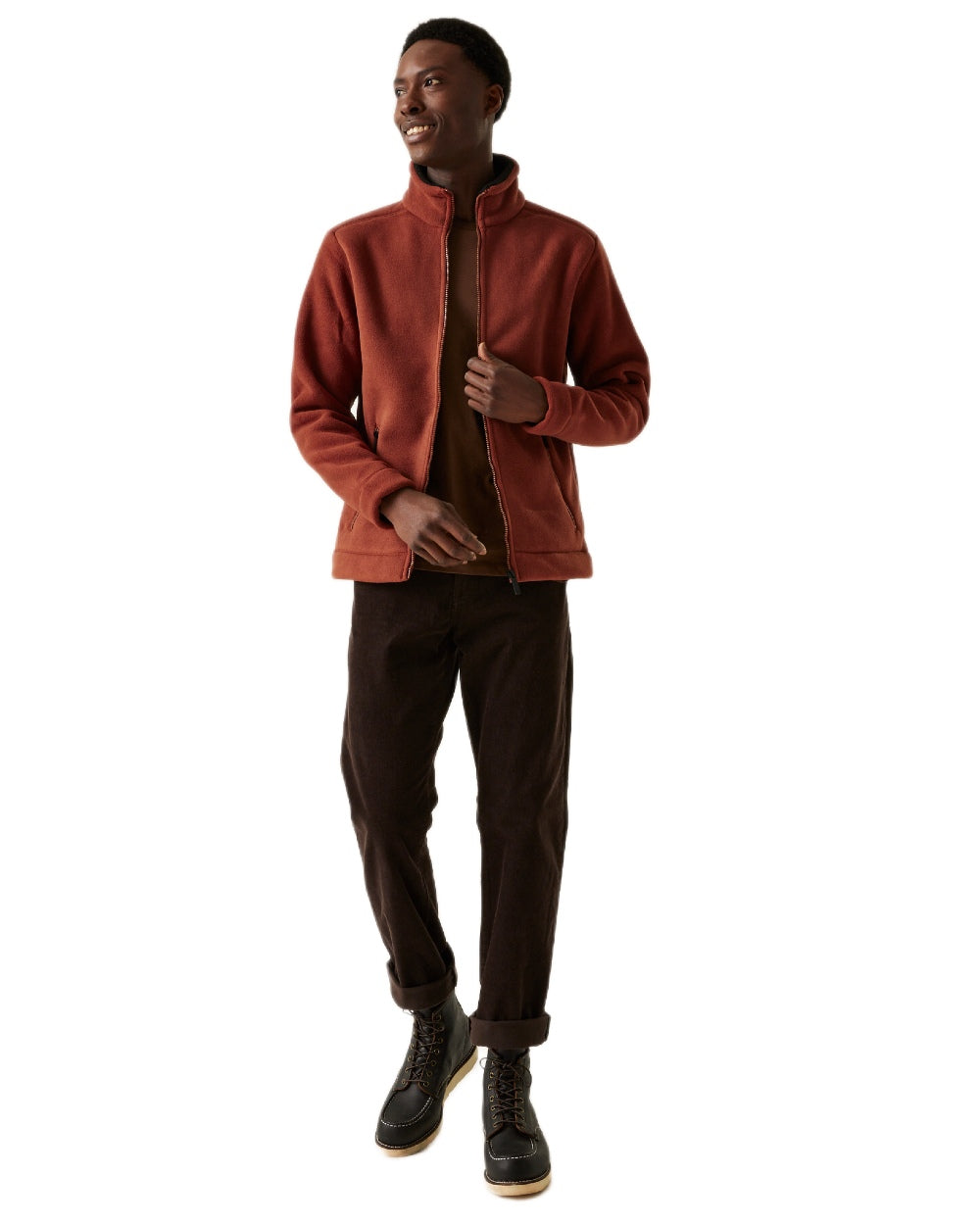 Burnt Henna Black Coloured Regatta Mens Garrian II Full Zip Fleece Jacket on white background 