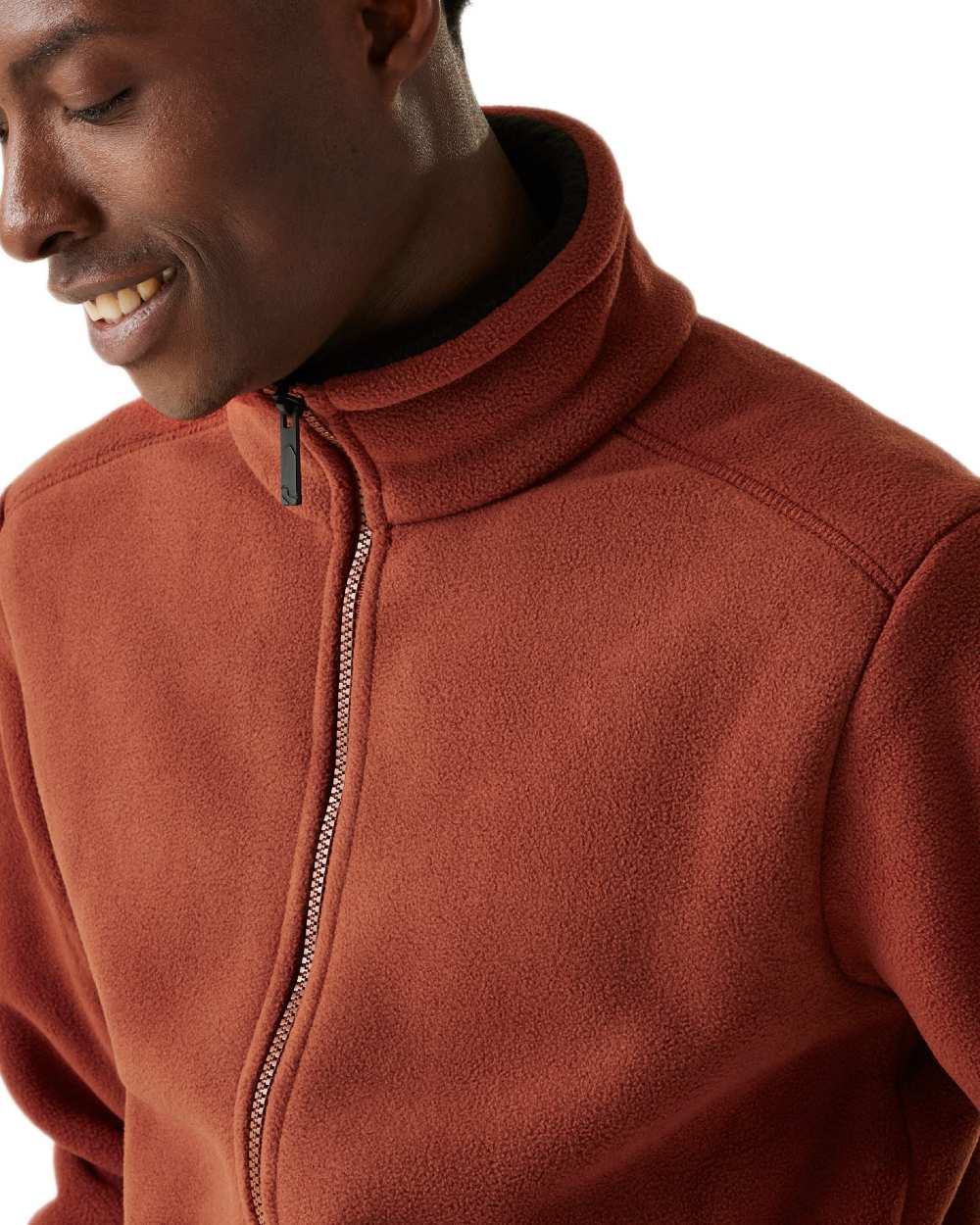 Burnt Henna Black Coloured Regatta Mens Garrian II Full Zip Fleece Jacket on white background 