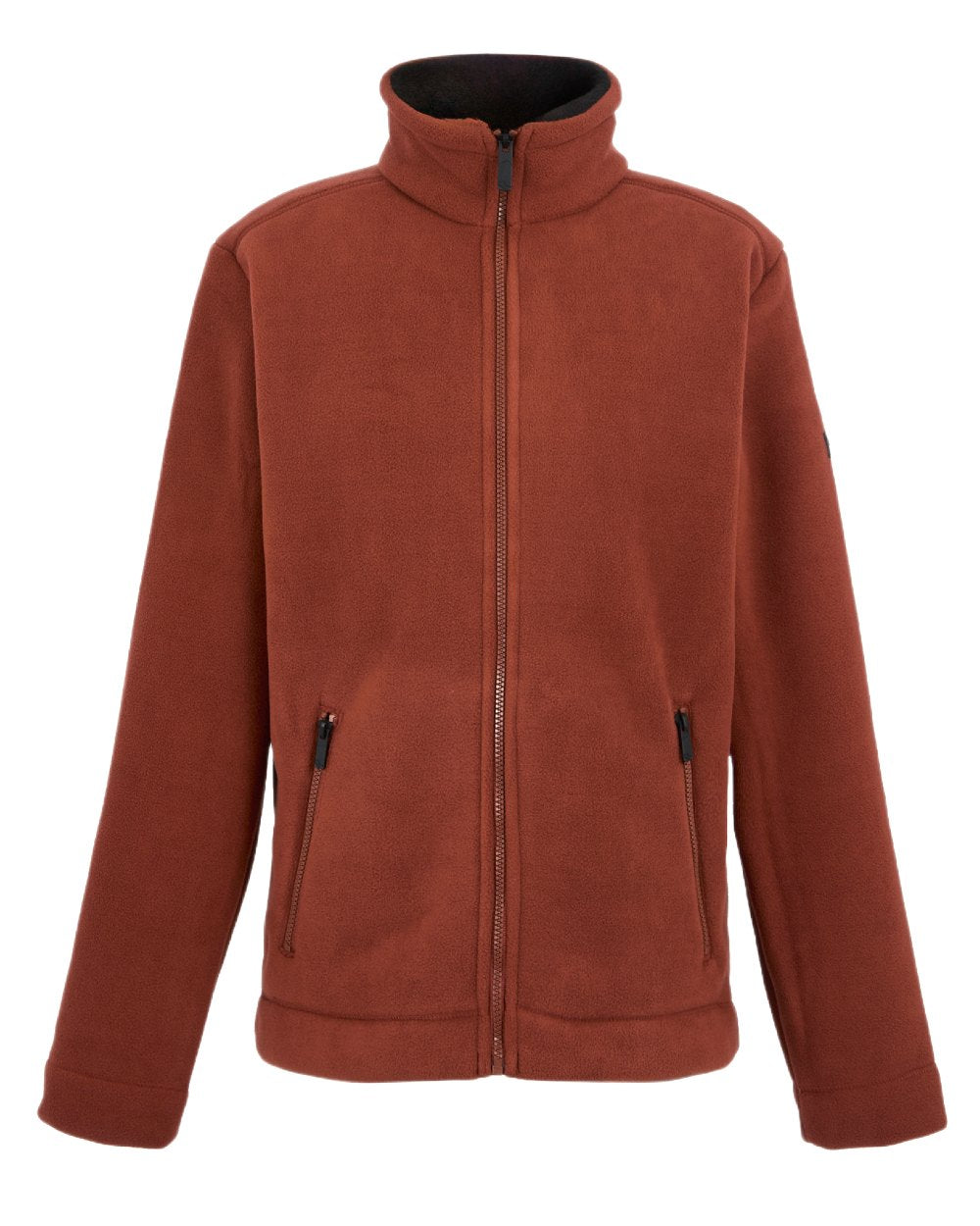 Burnt Henna Black Coloured Regatta Mens Garrian II Full Zip Fleece Jacket on white background 