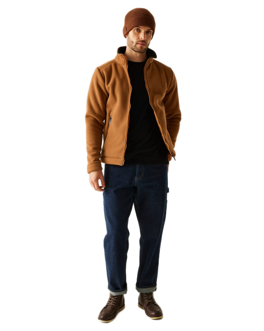 Glazed Ginger Black Coloured Regatta Mens Garrian II Full Zip Fleece Jacket on white background 