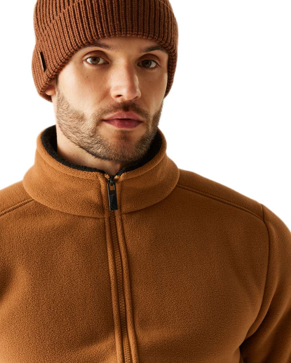 Glazed Ginger Black Coloured Regatta Mens Garrian II Full Zip Fleece Jacket on white background 