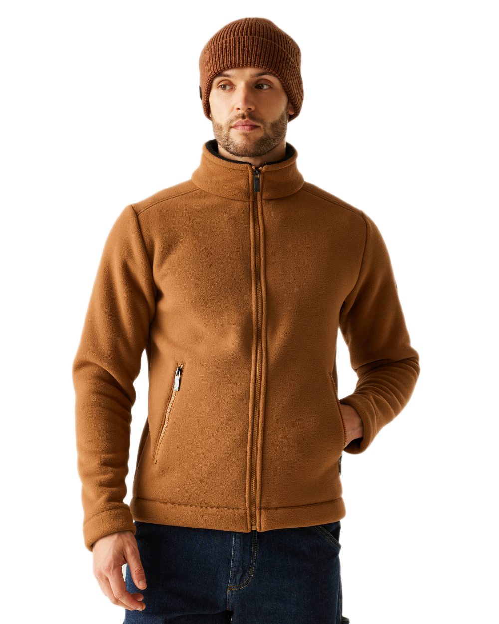 Glazed Ginger Black Coloured Regatta Mens Garrian II Full Zip Fleece Jacket on white background 