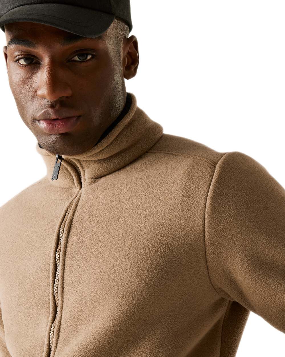 Iced Coffee Black Coloured Regatta Mens Garrian II Full Zip Fleece Jacket on white background 