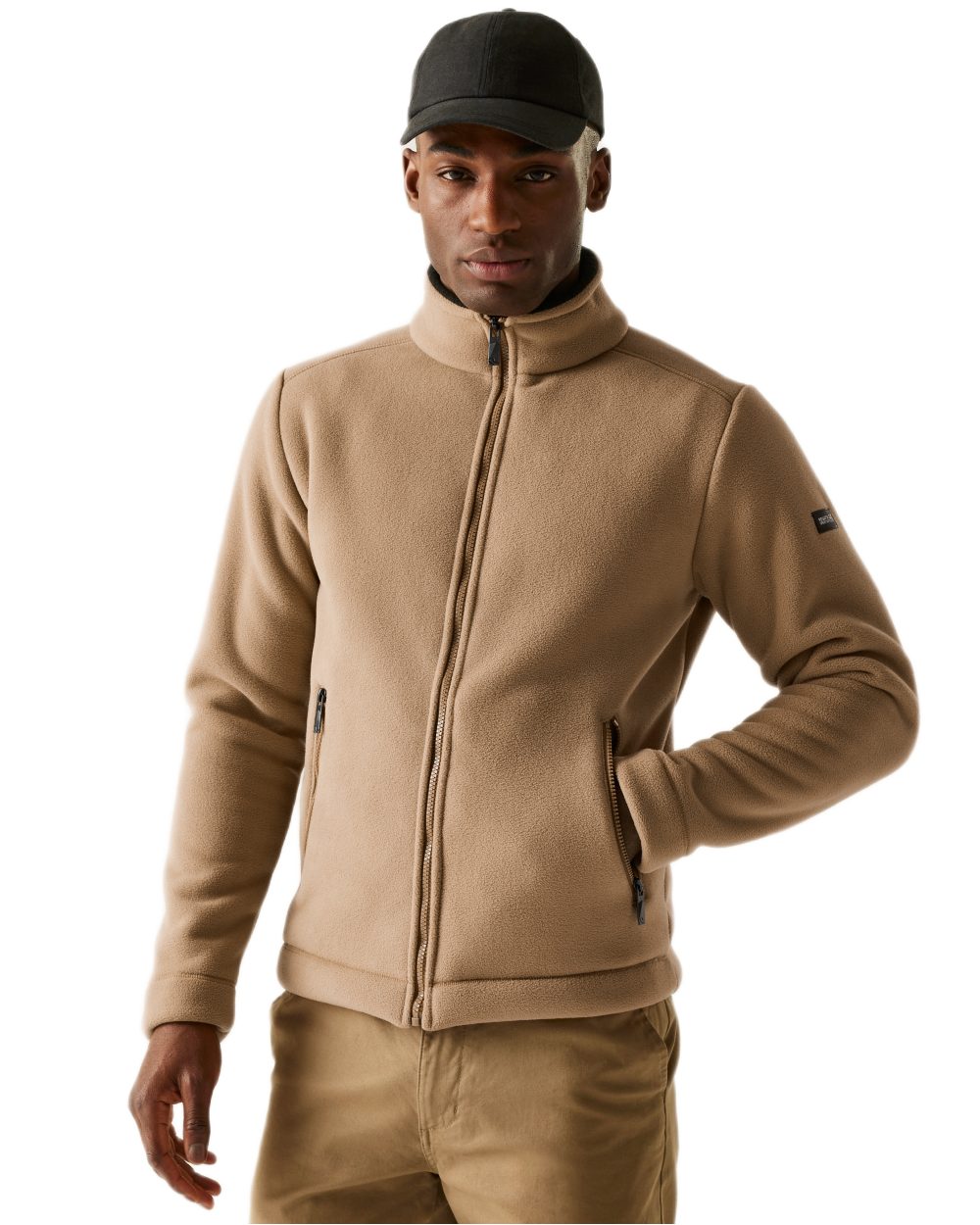 Iced Coffee Black Coloured Regatta Mens Garrian II Full Zip Fleece Jacket on white background 