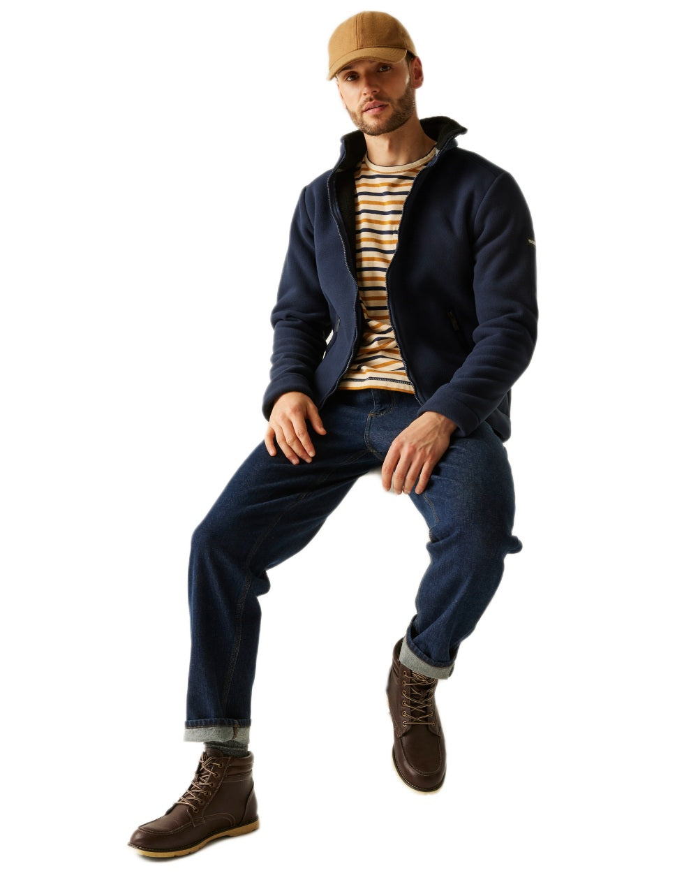 Navy Black Coloured Regatta Mens Garrian II Full Zip Fleece Jacket on white background 