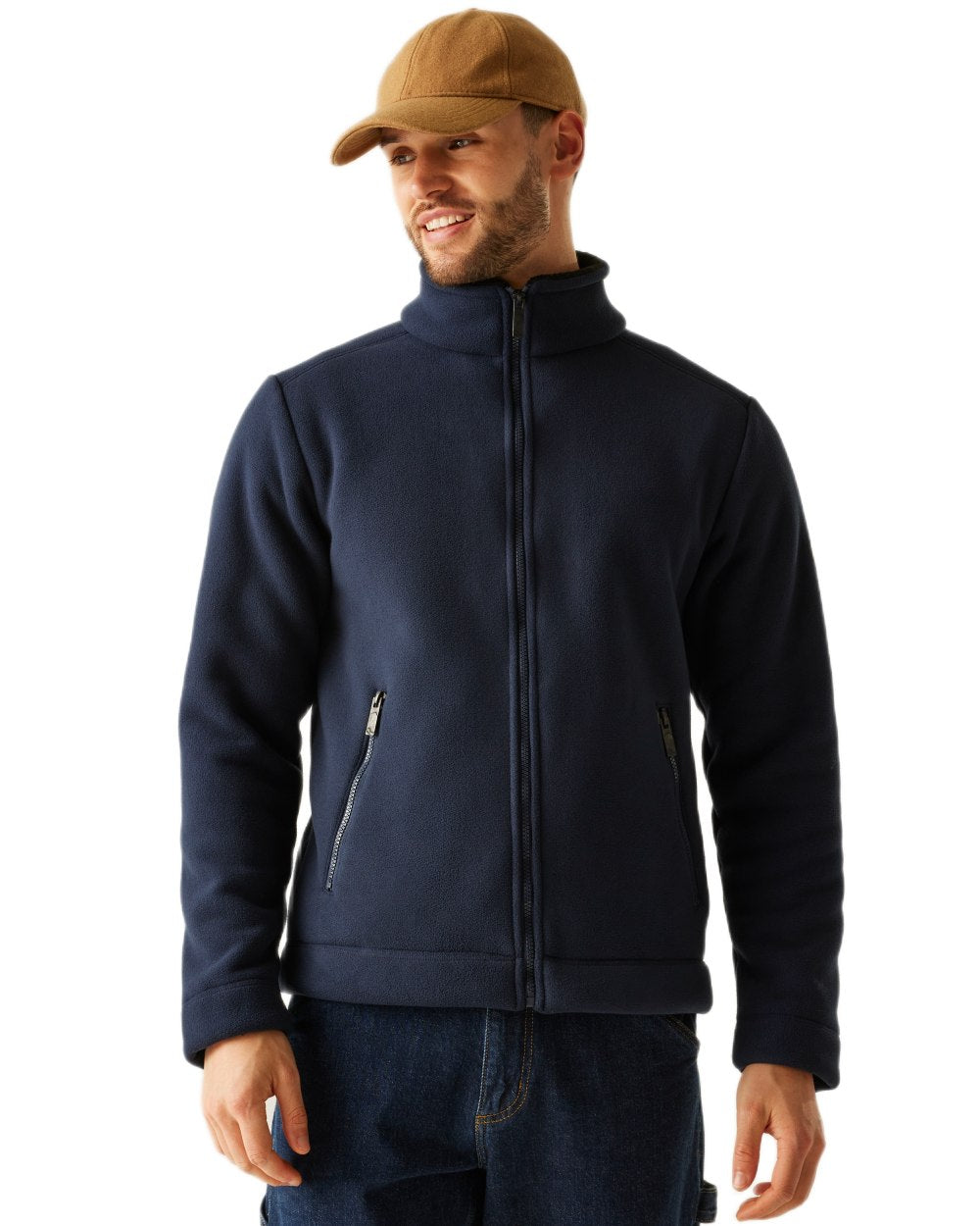 Navy Black Coloured Regatta Mens Garrian II Full Zip Fleece Jacket on white background 